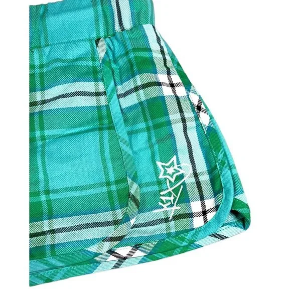 K1X Shorty Skort Skirt Shorts Green Check Plaid Elastic Waist Womens Small - Picture 4 of 8